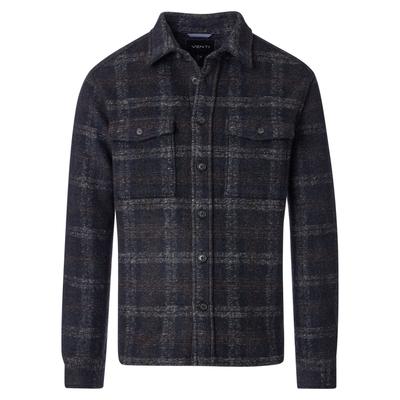 Hemdjacke VENTI "VENTI Hemdjacke uni", Herren, Gr. 48, blau, 70% Polyester, 30% Wolle, Jacken