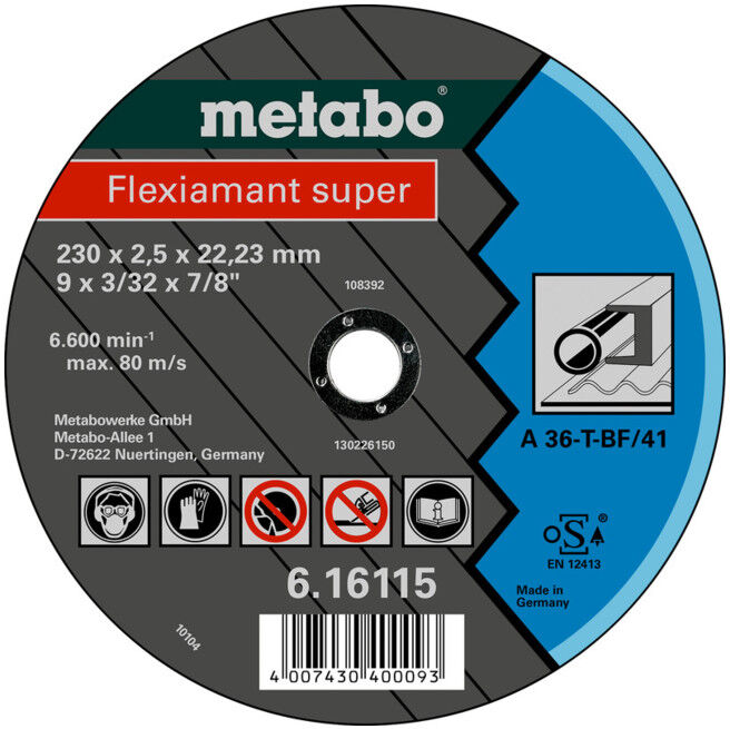 Flexiamant super Metabo meule de tronçonnage, modèle droit (616111000)