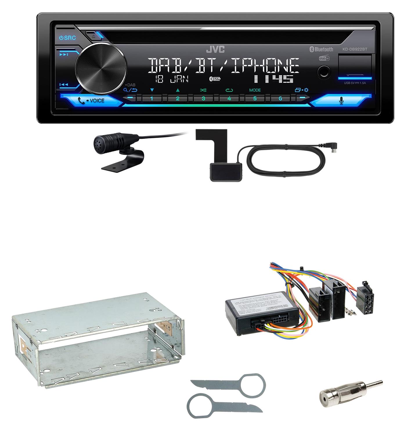 JVC KD-DB922BT Bluetooth Digitalradio Einbauset für Mercedes W210 ab 08/99