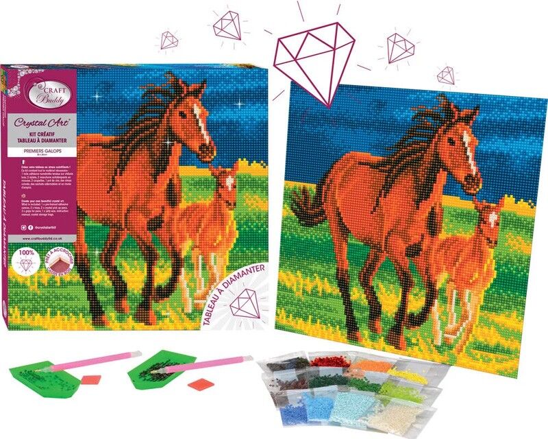 Crystal Art - Kit Tableau Broderie diamant 30 x 30 cm Premiers Galops