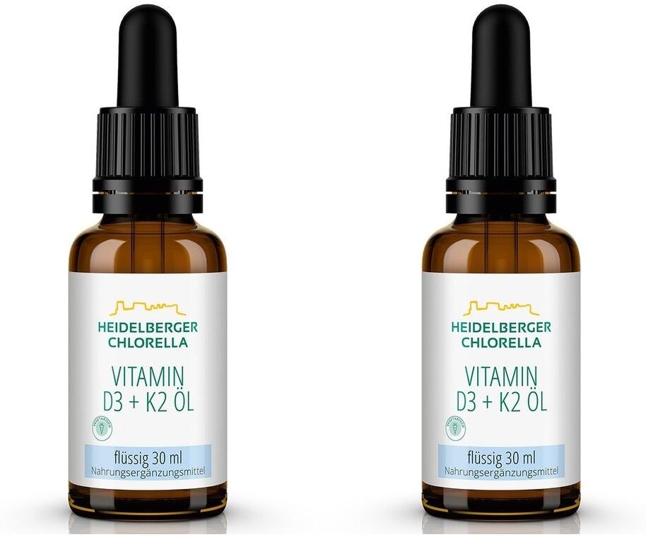 Heidelberger Chlorella Vitamin D3+K2 Öl Tropfen zum Einnehmen 2x 2x30 ml