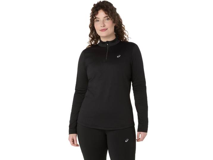 Laufshirt ASICS ASICS CORE LS 1/2 ZIP WINTER TOP , Damen, Gr. S, schwarz (performance schwarz), Obermaterial: 94% Polyester, 6% Elasthan, Shirts Laufshirt, Wärmend, Atmungsaktiv, Reflektierend