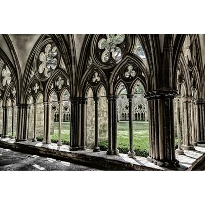 Fototapete PAPERMOON "Mittelalterliche Kathedrale", bunt, B:3,5m L:2,6m, Vlies, Tapeten