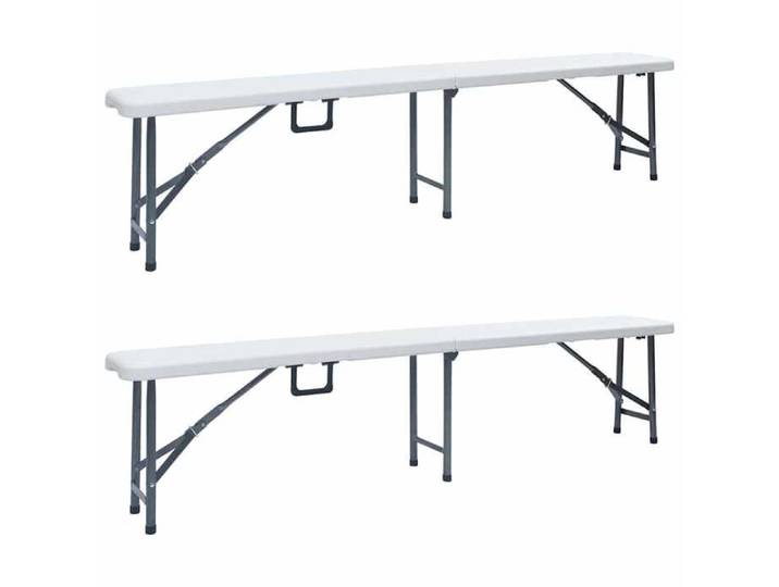 Bancs de jardin Design confortable pliables (lot de 2) 180 cm PEHD Blanc LL3373