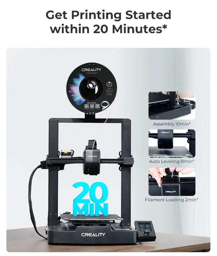 3D-Drucker Ender-3 V3 SE - Druckvolumen 220 x 220 x 250 mm - Automatische Nivellierung - Sprite-Direktextruder - Druckgeschwindigkeit bis 250 mm/s - Doppelte Z-Achse