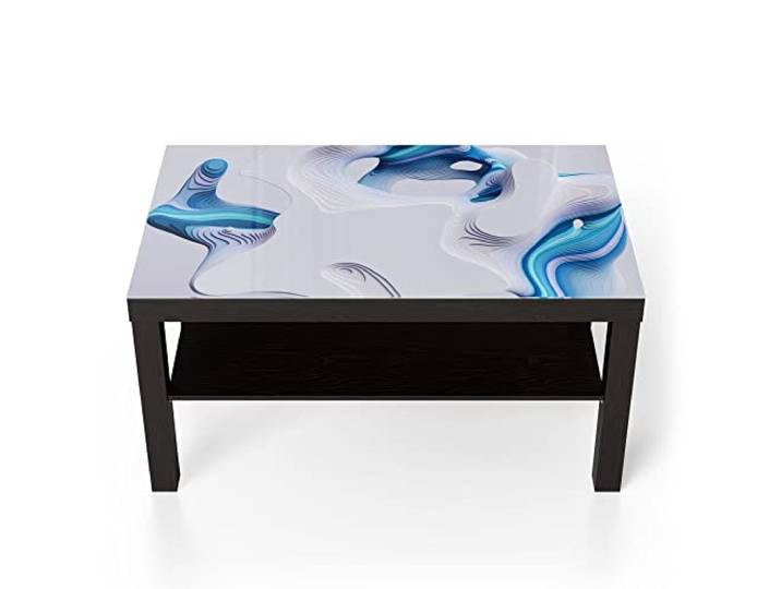 DEQORI Glastisch schwarz groß 90x50 cm Motiv Digitale Farblamellen ausgefallener Beistelltisch aus Glas Hochglanz Couchtisch fürs Wohnzimmer moderner Couch Tisch mit Design