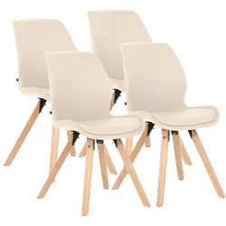 CLP 4er Set Stuhl Luna Kunstleder - Farbe: creme, Material: Kunstleder