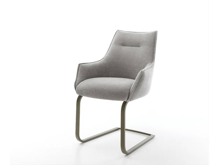 Freischwinger Alja-Flex mit Armlehnen Strukturstoff Soft Grau Freischwinger flach Effektfinish Titan Taschenfederkern, Esszimmerstühle