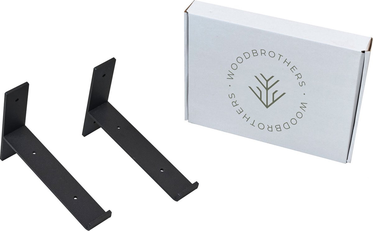 WoodBrothers Metalen plankdragers zwart 2 stuks - 20 cm