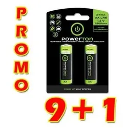 Powerton Rechargeable batteries, AA (HR6), 1.2V, 2500mAh,, box, 10x2 packs, PROMO 2 packs 9 + 1 (18 (20 Stk., AA, 2500 mAh), Batterien + Akkus