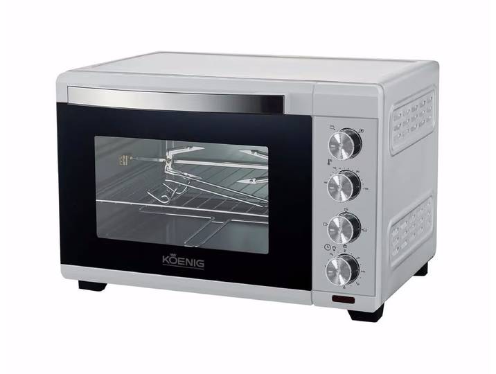 Koenig Backgrill mit Drehspiess 30l – Mini Backofen – chrom