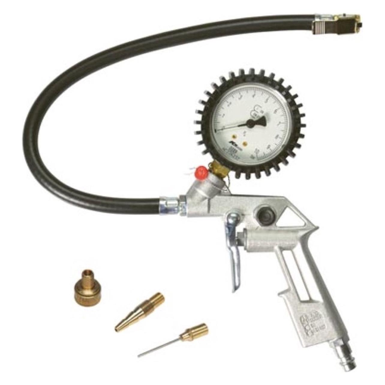 Stanley Pneumatisches Reifenfüllpistole mit Manometer, 3 Aufsätzen, für Fahrräder, Bälle und (10 Bar) (W150539XSTN)