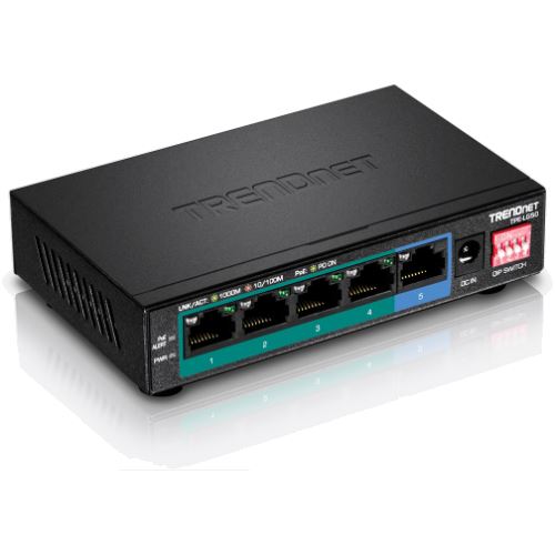 TrendNet Switch 5-port Gbit PoE+ long range 200m 32W Metall
