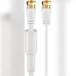 Goobay 67288 Flaches SAT Antennenkabel (80 dB), 2x geschirmt, wettergeschützt, 2.5 m, Weiß - vergoldet,F-Stecker > F-Stecker (vollständig geschirmt)