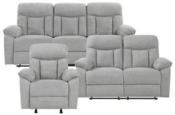 Fremont & Park Alpina Chenille 3-Piece Manual Double Reclining Sofa Sets