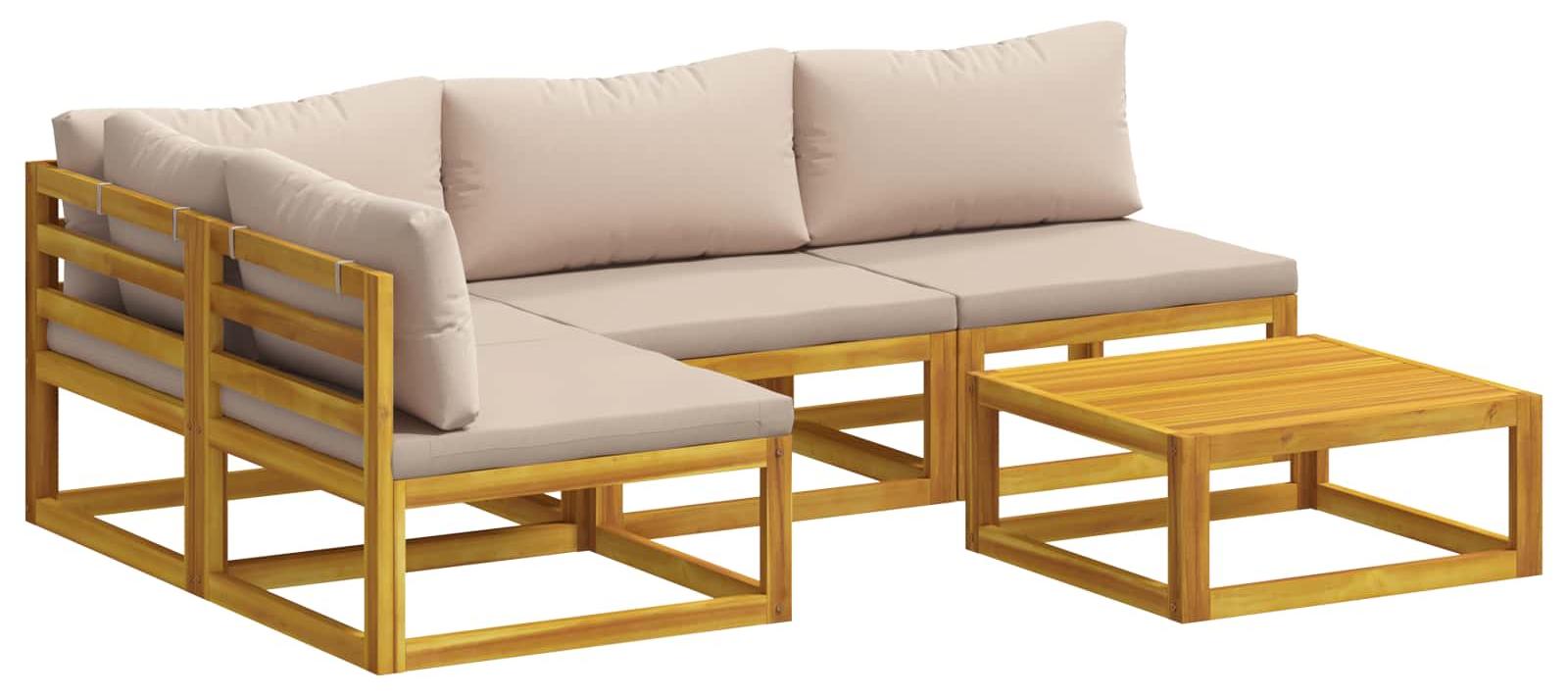 Sofa-Set 5 stk. Natur Massivholz Akazie