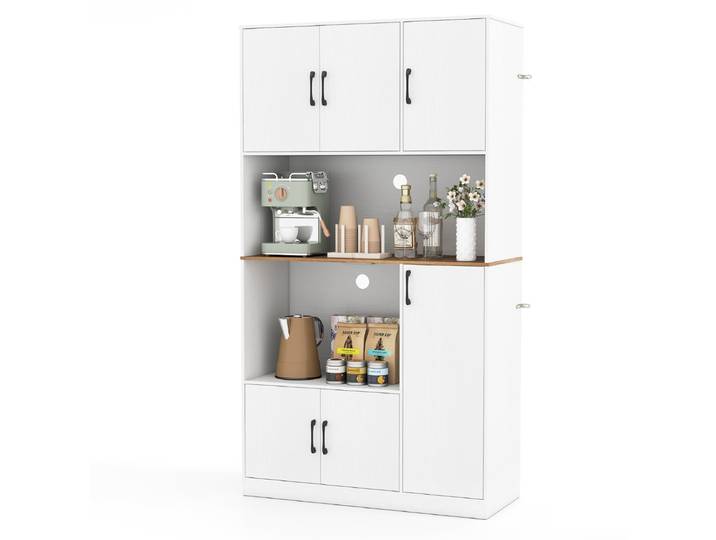 Buffetkast met Stopcontact & Magnetronstandaard Keukenkast van Hout Wit