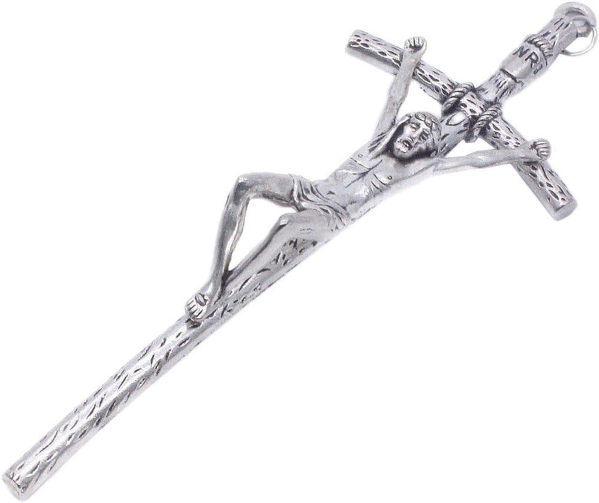 Zilveren Metalen Kruisbeeld met Jezus Christus voor Wanddecoratie, 14 x 5 cm