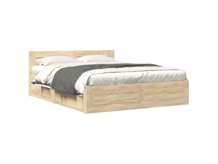 KTHLBRH Sonoma Bettgestell, 2-teilig, 153 x 203 cm Mehrschichtiges Holz, mit Kopfteil, ausziehbaren Einlegeböden, Schubladen, modernes Design