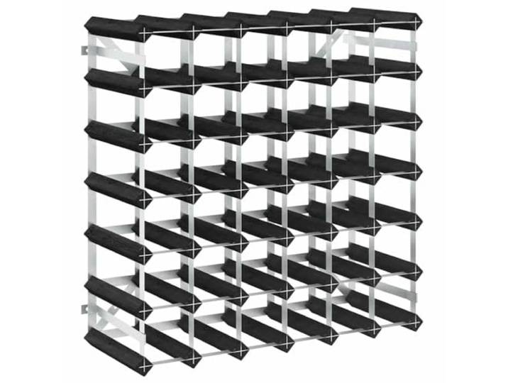 Weinflaschenständer 42 Flaschen, Kiefer Massivholz, Schwarz Robuste Konstruktion, galvanisierter Stahl, rustikales Design, Weindekoration, stabiler Griff
