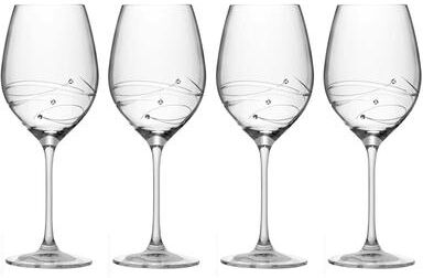 "Majestic Gifts Inc.Glass Wine Goblets-W/ Swarovski Diamonds-16oz-Set/4 - 3.75"""
