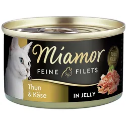 Miamor Feine Filets in Jelly 100g Dose Katzennassfutter 24 x 100 Gramm Thunfisch & Käse