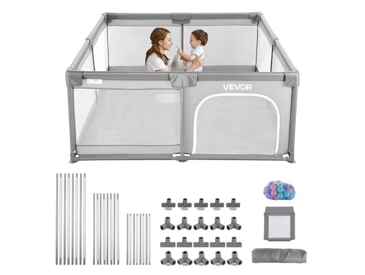 Vevor Parc Bebe\, 200 X 178\,5 Cm\, Parc De Jeu Enfant\, Avec 50 Balles Oceaniques\, Sac De Voyage\, Porte Zippee\, Maille Respirante\, Barriere De Jeu Pour Tout-petits Apprendre A Marcher Interieur Exterieur
