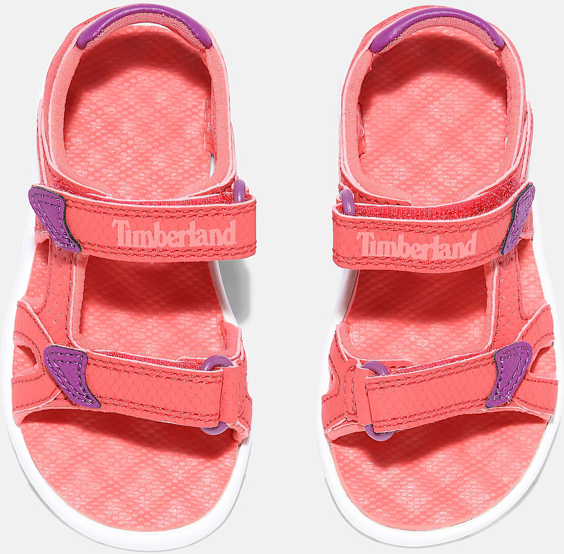 Sandale TIMBERLAND "PERKINS ROW BACKSTRAP SANDAL", Mädchen, Gr. 27, atmungsaktiv, rot (cayenne), Synthetik, Schuhe Sandale, mit Klettverschluss cayenne 27, atmungsaktiv