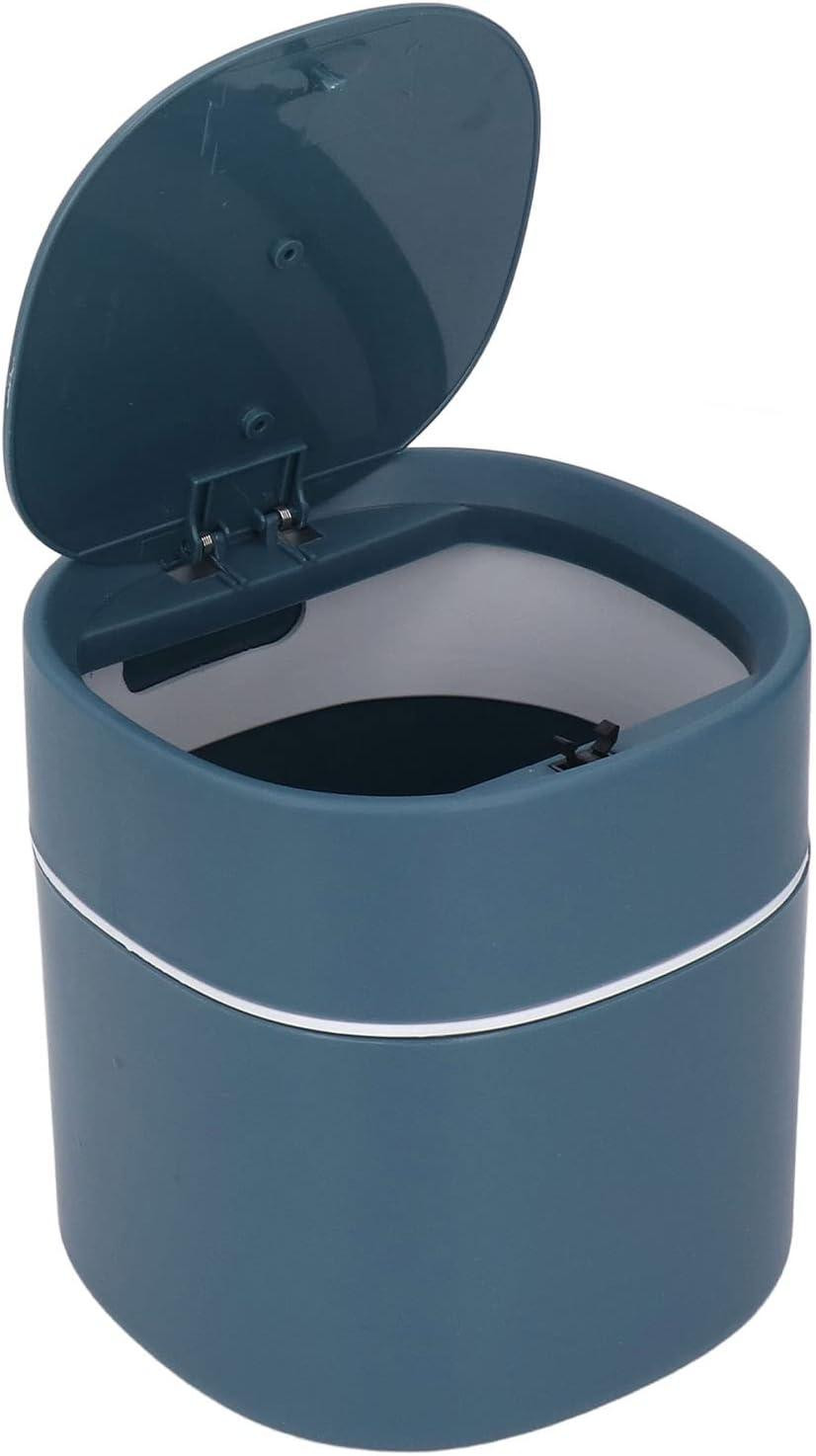 Mini afvalbak met deksel voor op het bureau, blauw