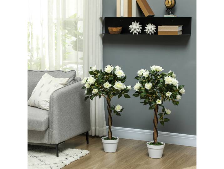 Outsunny Arbre Artificiel en Pot Ciment Plante Décorative