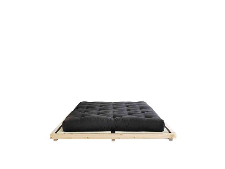 Ensemble lit futon DOCK style japonais naturel 180x200 + tatami + matelas futon noir