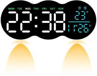 Inspired Deals Smart LED Wall Clock With Remote Control, Alarm, Temperature Display & Warm Night Light tri color Light