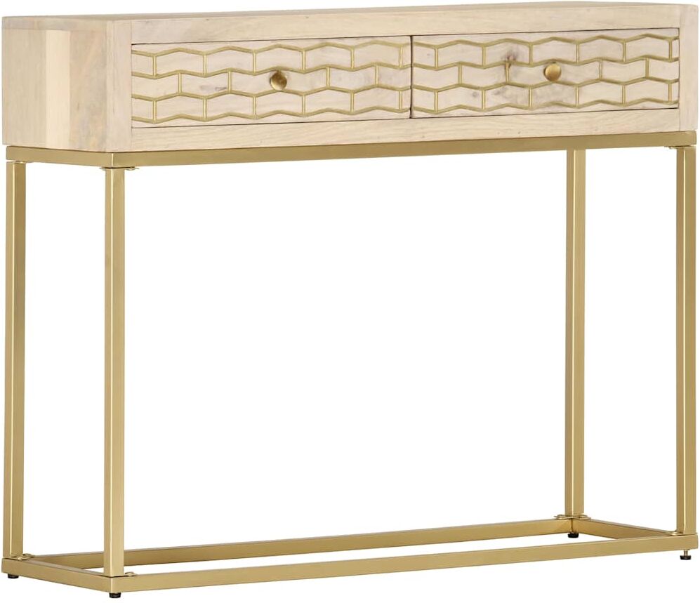 vidaXL Table console doré 90x30x75 cm bois solide de manguier