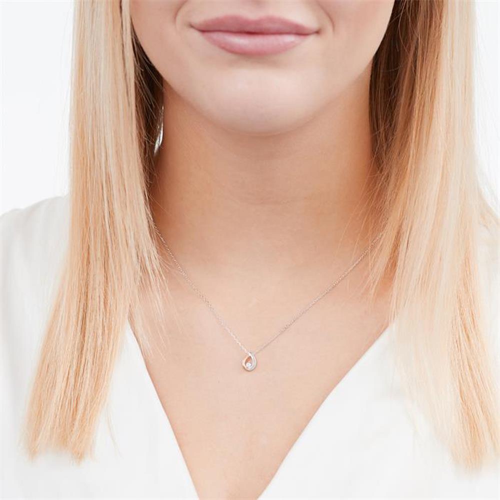 Unique 585er Weißgold-Collier Tropfen Diamant silber-rosé