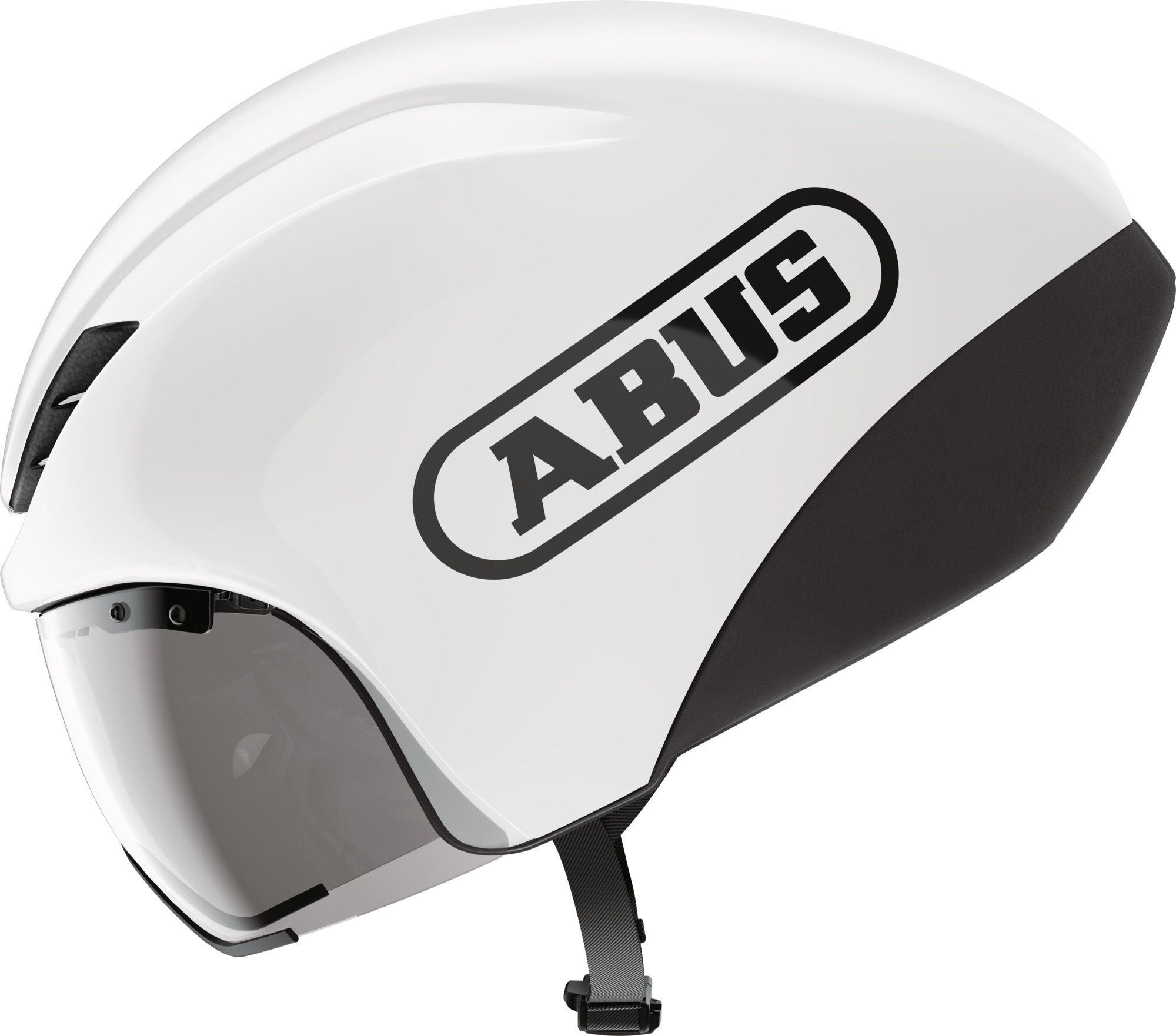 ABUS Zeitfahrhelm GameChanger TT 1.1 - aerodynamischer Fahrradhelm für sportliches Fahren - Triathlon, Zeitfahren und Bahnradfahren - für Damen und Herren - Weiß, Größe M (54-58 cm)
