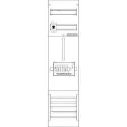 f-tronic 7121026 Zählerfeld 1-feldrig, H=1050mm, 1-3.HZ, 1 ZSK-Set, 1 HSS, Z1B-ZSK-HSS Z1BZSKHSS