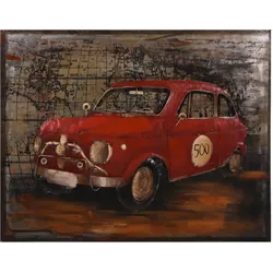 3D Metallbild rotes Auto 100 x 80 cm, Stahlblech