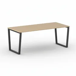Konferenztisch PRIMO IMPRESS 200x90 cm, schwarzes Metallgestell, Buche