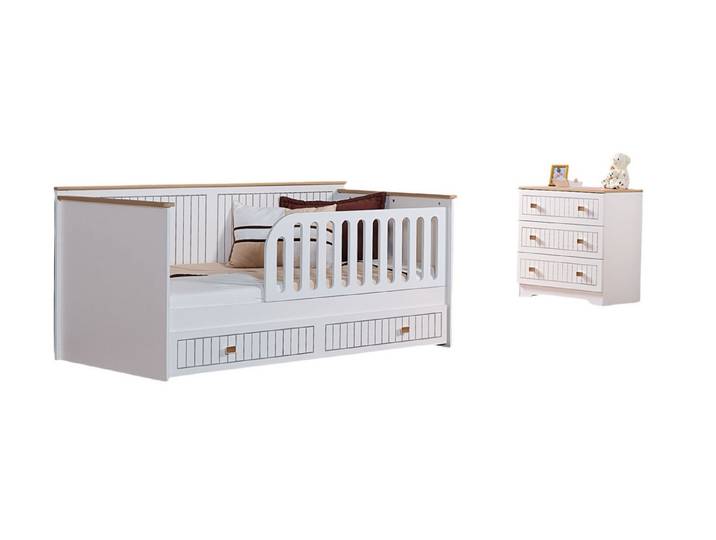 Villa Möbel Jugendzimmer-Set Javiro, (Kinderzimmer-Set, 2-tlg., Kinderbett und Kommode), Babybett Kommode Schrank flexibel kombinierbar mit Stauraum