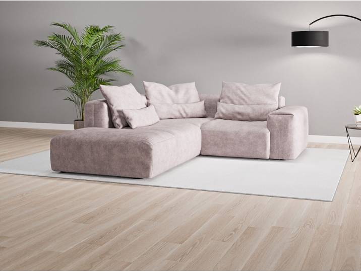 Ecksofa Denver Nr. 3 links - Rosa (Altrosa) - Cordstoff