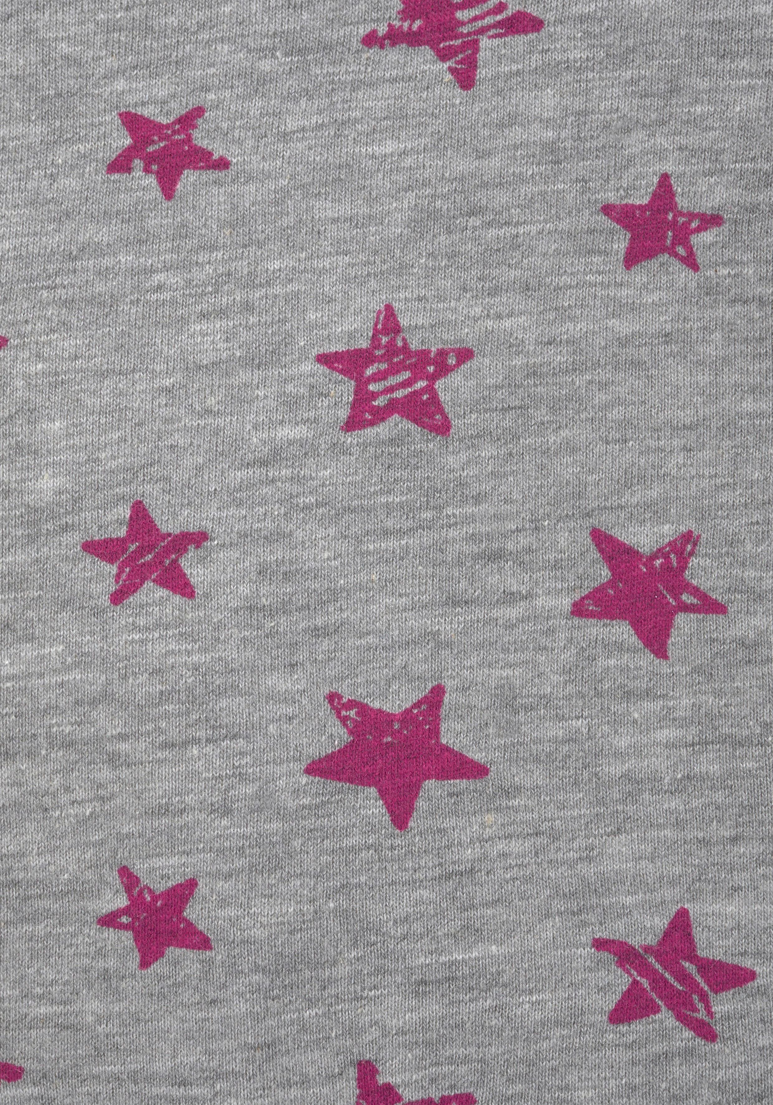 Overall, Mädchen, Gr. 134/140, N-Gr, lila (grau, meliert, beere), Jersey, Obermaterial: 60% Baumwolle, 40% Polyester, PETITE FLEUR BY LASCANA, bedruckt, Basic, lässig geschnitten lang, Rundhals, angesetztes Bündchen, Overalls Overall, Einteiler mit allove