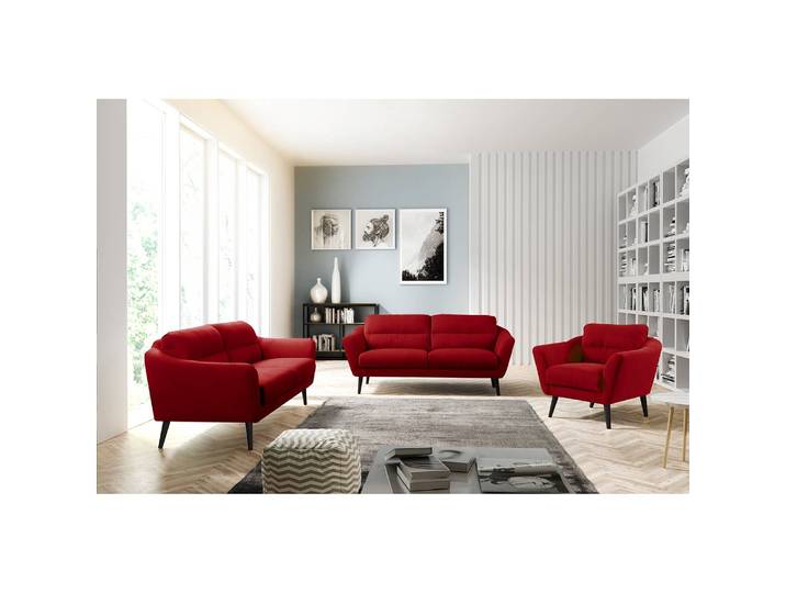 Sessel Lucinda Rot Webstoff Hanabi Schwarz 92 x 72 x 88cm