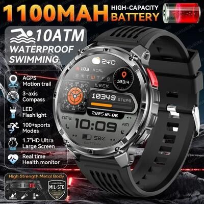 Uplifted Finds 2026 T Rex 3 Pro GPS Smartwatch   120 Day Standby & 1100mAh   Executive Rugged Outdoor 10ATM Waterproof Suite black
