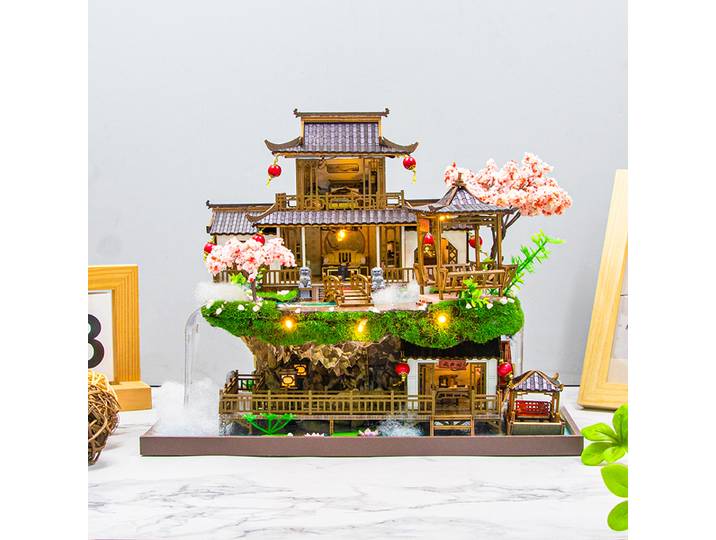 Nouveauté modèle de construction Miniature de cour Vintage-grande Villa en bois bricolage artisanat, cadeau créatif pour noël Halloween