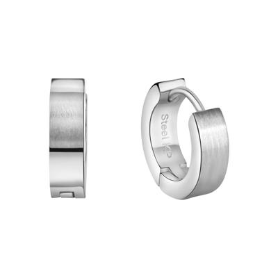 Paar Creolen ZEEME "Edelstahl Ø 13mm matt", Herren, Gr. one-size, Edelstahl, weiß, Ohrringe