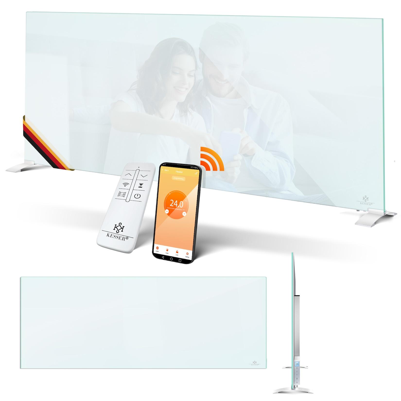 KESSER® Infrarotheizung Glaskonvektor Glasheizung Effizient 2in1 Standgerät & Wandmontage Elektroheizung mit Erkennung Offener Fenster + Fernbedienung & App-Steuerung Thermostat Heizpaneel