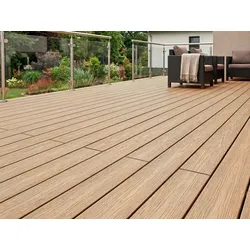 KAHRS WPC CoEx Terrassendielen, 20x140 mm, Massiv, Wendediele Golden Timber / Stone Grey