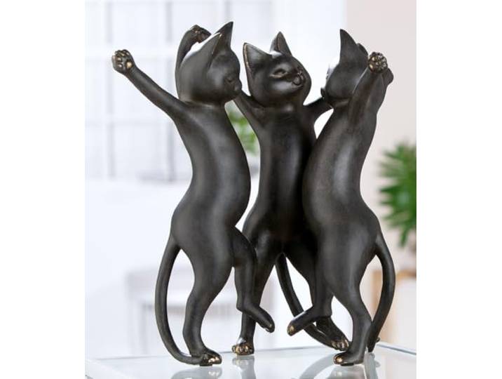 GILDE Figur Gatto - Kunstharz, schwarz, metallische Optik, Katze, H: 30,5 cm, B: 26 cm, T: 21 cm - Deko, Skulptur, Wohnaccessoire, Geschenk