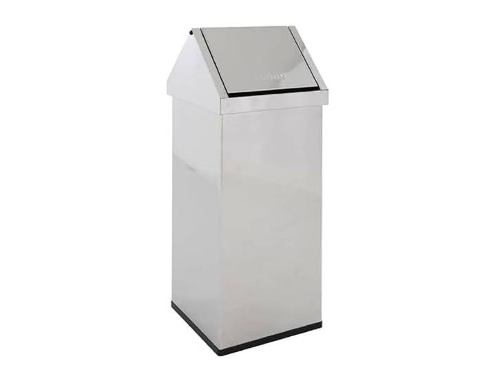 PROREGAL Eckiger Edelstahl Abfallbehälter Haiti mit Swingdeckel 110 Liter, HxBxT 100x36x36cm Edelstahl
