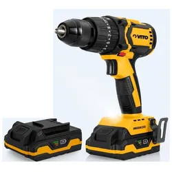 Brushless-Bohrschrauber 20V + 2 Lithium-Batterien 2Ah Ladegerät Zubehörkoffer VITO